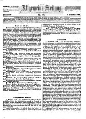Allgemeine Zeitung Mittwoch 5. Oktober 1864