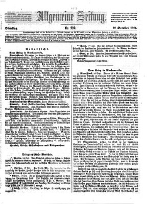 Allgemeine Zeitung Dienstag 18. Oktober 1864