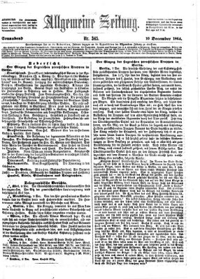 Allgemeine Zeitung Samstag 10. Dezember 1864