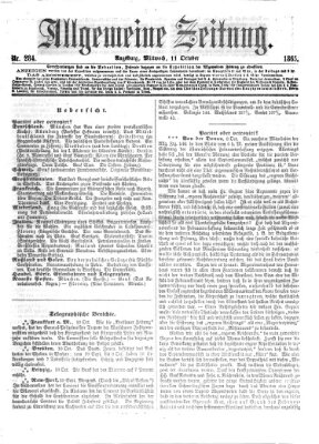 Allgemeine Zeitung Mittwoch 11. Oktober 1865