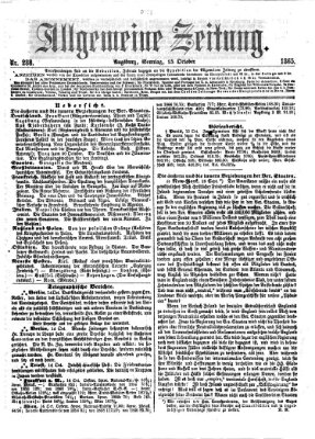 Allgemeine Zeitung Sonntag 15. Oktober 1865