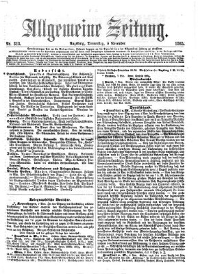 Allgemeine Zeitung Donnerstag 9. November 1865