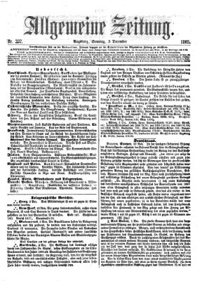 Allgemeine Zeitung Sonntag 3. Dezember 1865