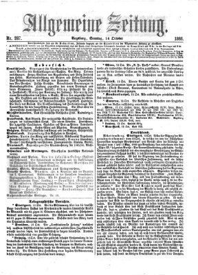 Allgemeine Zeitung Sonntag 14. Oktober 1866