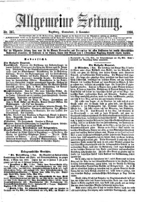Allgemeine Zeitung Samstag 3. November 1866
