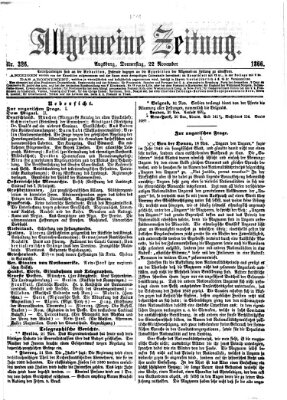 Allgemeine Zeitung Donnerstag 22. November 1866