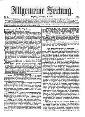 Allgemeine Zeitung Donnerstag 3. Januar 1867