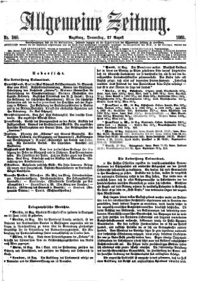 Allgemeine Zeitung Donnerstag 27. August 1868
