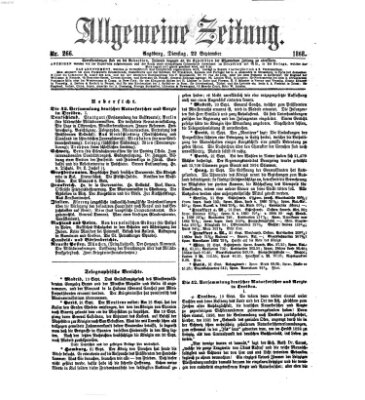 Allgemeine Zeitung Dienstag 22. September 1868