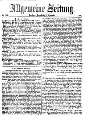Allgemeine Zeitung Samstag 25. September 1869