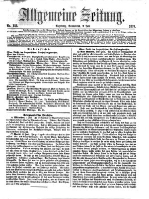 Allgemeine Zeitung Samstag 2. Juli 1870