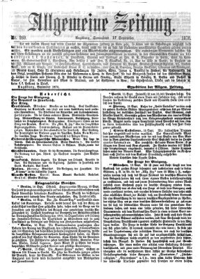 Allgemeine Zeitung Samstag 17. September 1870