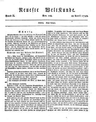 Allgemeine Zeitung Mittwoch 18. April 1798