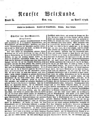 Allgemeine Zeitung Sonntag 22. April 1798