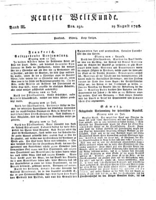 Allgemeine Zeitung Sonntag 19. August 1798