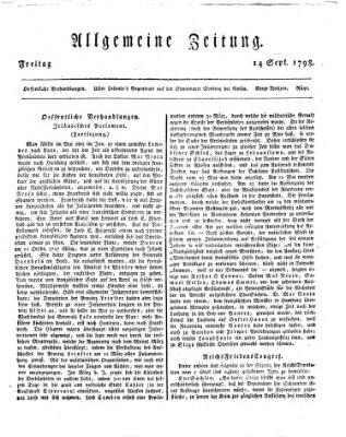Allgemeine Zeitung Freitag 14. September 1798