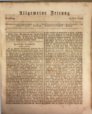 Allgemeine Zeitung Samstag 13. Oktober 1798