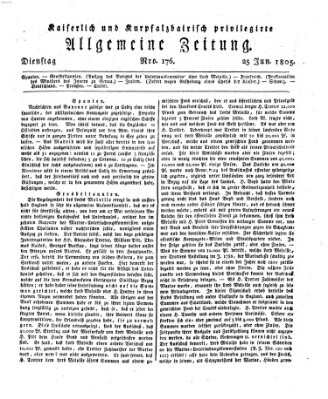 Kaiserlich- und Kurpfalzbairisch privilegirte allgemeine Zeitung (Allgemeine Zeitung) Dienstag 25. Juni 1805