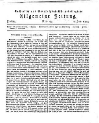 Kaiserlich- und Kurpfalzbairisch privilegirte allgemeine Zeitung (Allgemeine Zeitung) Freitag 28. Juni 1805