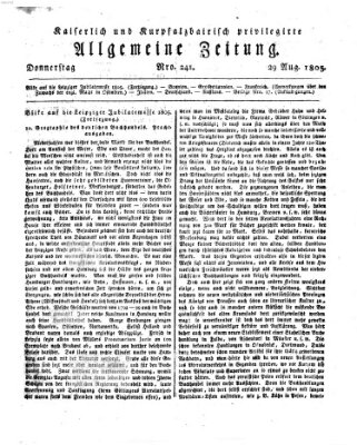 Kaiserlich- und Kurpfalzbairisch privilegirte allgemeine Zeitung (Allgemeine Zeitung) Donnerstag 29. August 1805