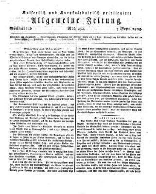 Kaiserlich- und Kurpfalzbairisch privilegirte allgemeine Zeitung (Allgemeine Zeitung) Samstag 7. September 1805