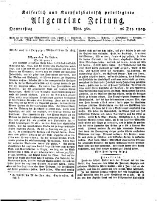 Kaiserlich- und Kurpfalzbairisch privilegirte allgemeine Zeitung (Allgemeine Zeitung) Donnerstag 26. Dezember 1805