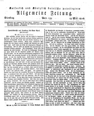 Kaiserlich- und Kurpfalzbairisch privilegirte allgemeine Zeitung (Allgemeine Zeitung) Dienstag 13. Mai 1806