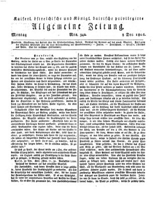 Kaiserlich- und Kurpfalzbairisch privilegirte allgemeine Zeitung (Allgemeine Zeitung) Montag 8. Dezember 1806