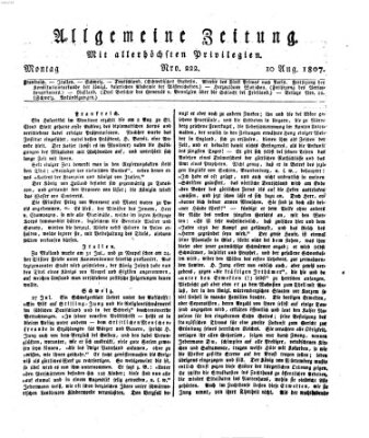 Allgemeine Zeitung Montag 10. August 1807