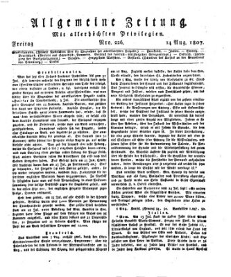 Allgemeine Zeitung Freitag 14. August 1807