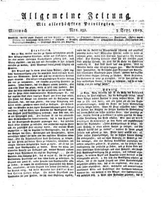 Allgemeine Zeitung Mittwoch 9. September 1807