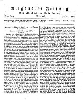 Allgemeine Zeitung Dienstag 13. Oktober 1807