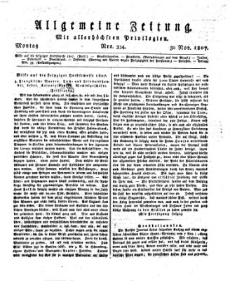 Allgemeine Zeitung Montag 30. November 1807