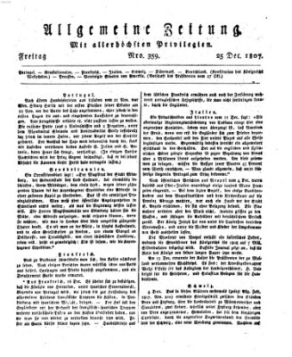 Allgemeine Zeitung Freitag 25. Dezember 1807