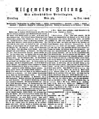 Allgemeine Zeitung Dienstag 29. Dezember 1807