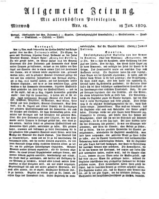 Allgemeine Zeitung Mittwoch 18. Januar 1809
