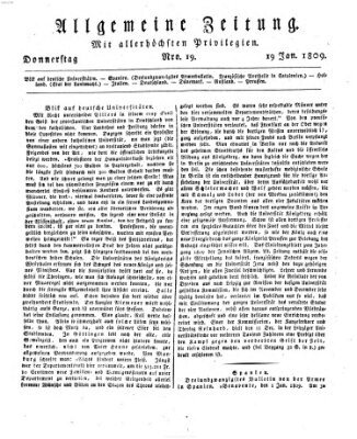 Allgemeine Zeitung Donnerstag 19. Januar 1809