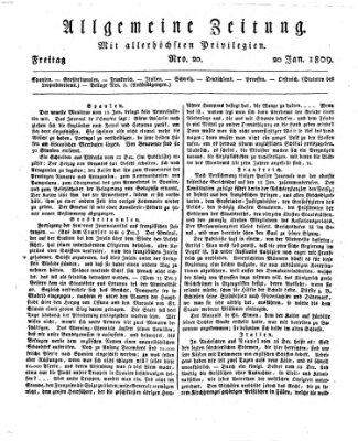 Allgemeine Zeitung Freitag 20. Januar 1809