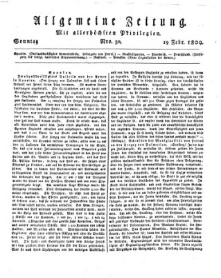 Allgemeine Zeitung Sonntag 19. Februar 1809
