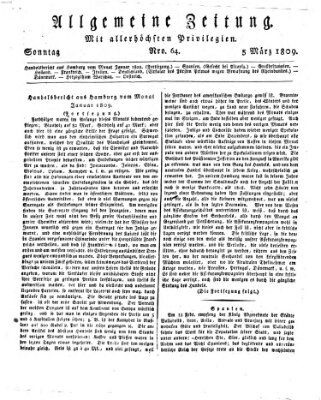 Allgemeine Zeitung Sonntag 5. März 1809