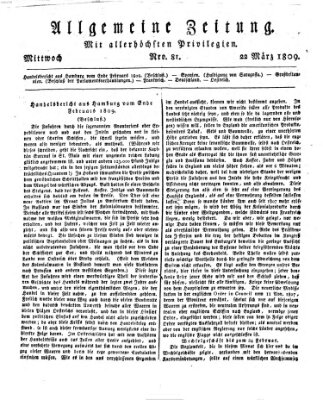 Allgemeine Zeitung Mittwoch 22. März 1809
