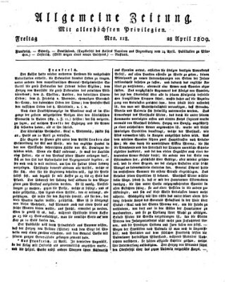 Allgemeine Zeitung Freitag 28. April 1809