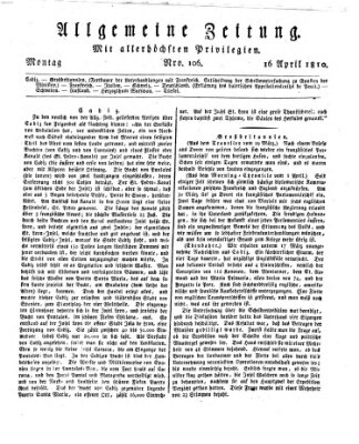 Allgemeine Zeitung Montag 16. April 1810