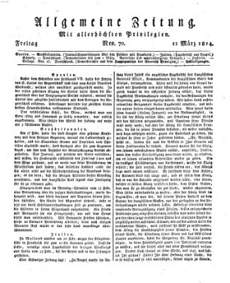 Allgemeine Zeitung Freitag 11. März 1814