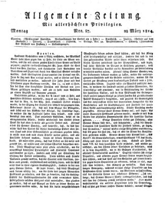 Allgemeine Zeitung Montag 28. März 1814