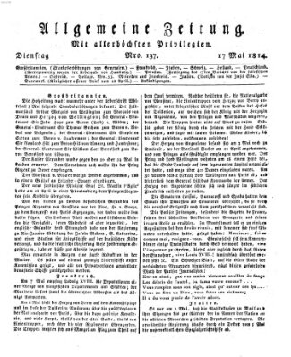Allgemeine Zeitung Dienstag 17. Mai 1814