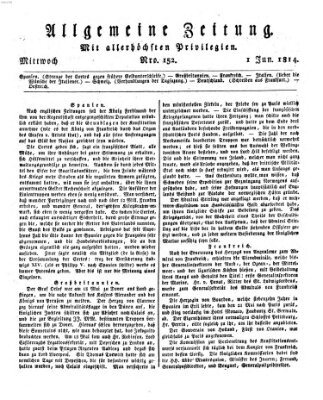 Allgemeine Zeitung Mittwoch 1. Juni 1814