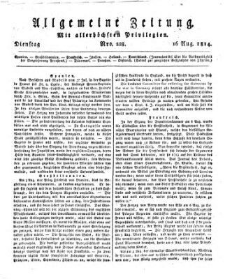 Allgemeine Zeitung Dienstag 16. August 1814