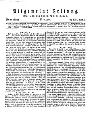 Allgemeine Zeitung Samstag 29. Oktober 1814