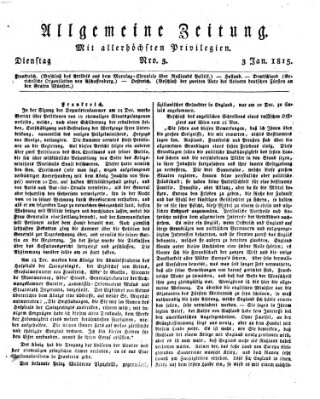 Allgemeine Zeitung Dienstag 3. Januar 1815
